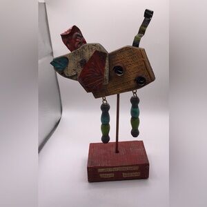 Wooden/metal patchwork puppy colorful decor